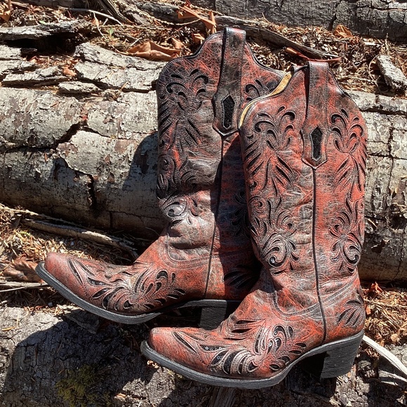 Corral Boots Shoes - Corral Boots Beautiful Cutout Black Sequin Design Western Boho Boots